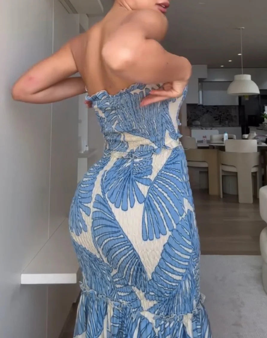 Halter Cut-Out Mermaid Maxi with Ruffle