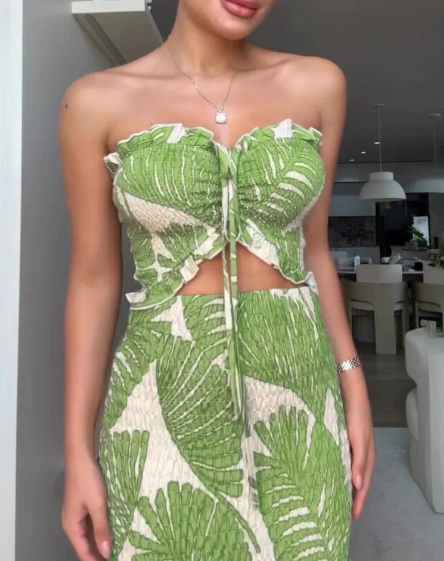Halter Cut-Out Mermaid Maxi with Ruffle