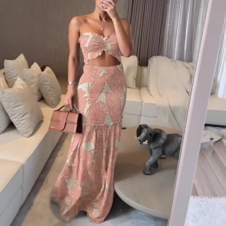 Halter Cut-Out Mermaid Maxi with Ruffle