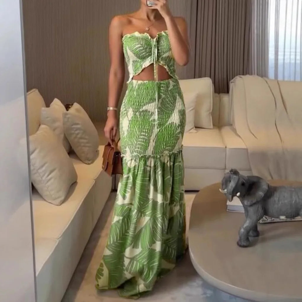 Halter Cut-Out Mermaid Maxi with Ruffle